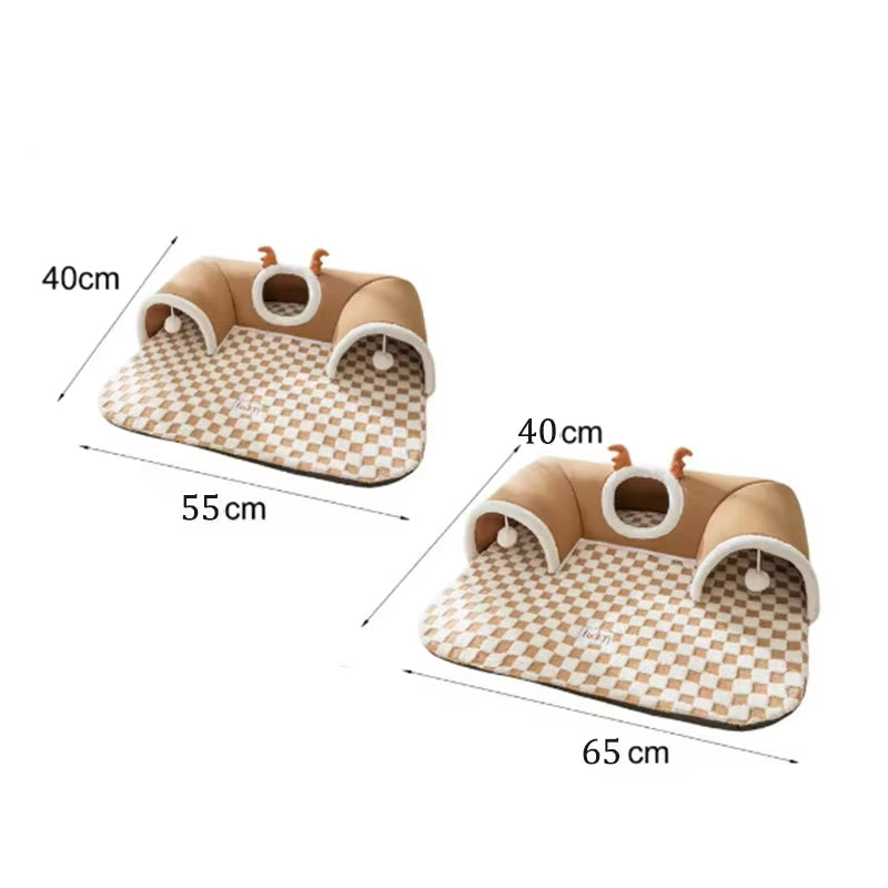 Autumn Winter Cat Elk Tunnel Play Sleep All-In-One Pet Cat Rabbit Beds Mats Tunnel