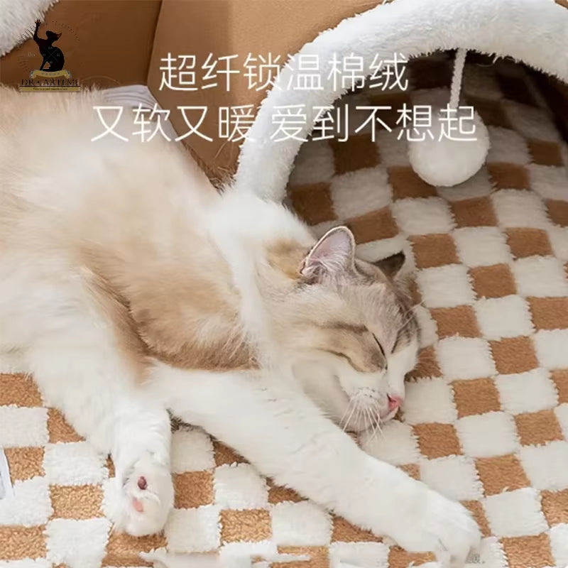 Autumn Winter Cat Elk Tunnel Play Sleep All-In-One Pet Cat Rabbit Beds Mats Tunnel