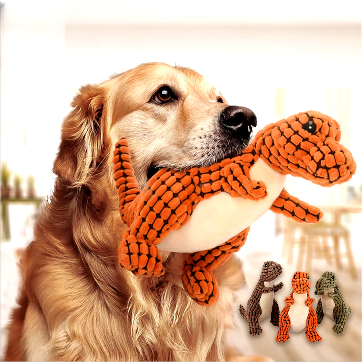 Dog Squeaky Plush Dinosaur
