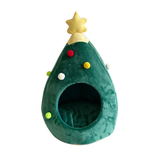 Christmas Tree Cat House Bed Cat Bed Christmas Tree Shape Cute Cat Bed Dog House Bed Cozy Winter Warm Cave Christmas Accessories