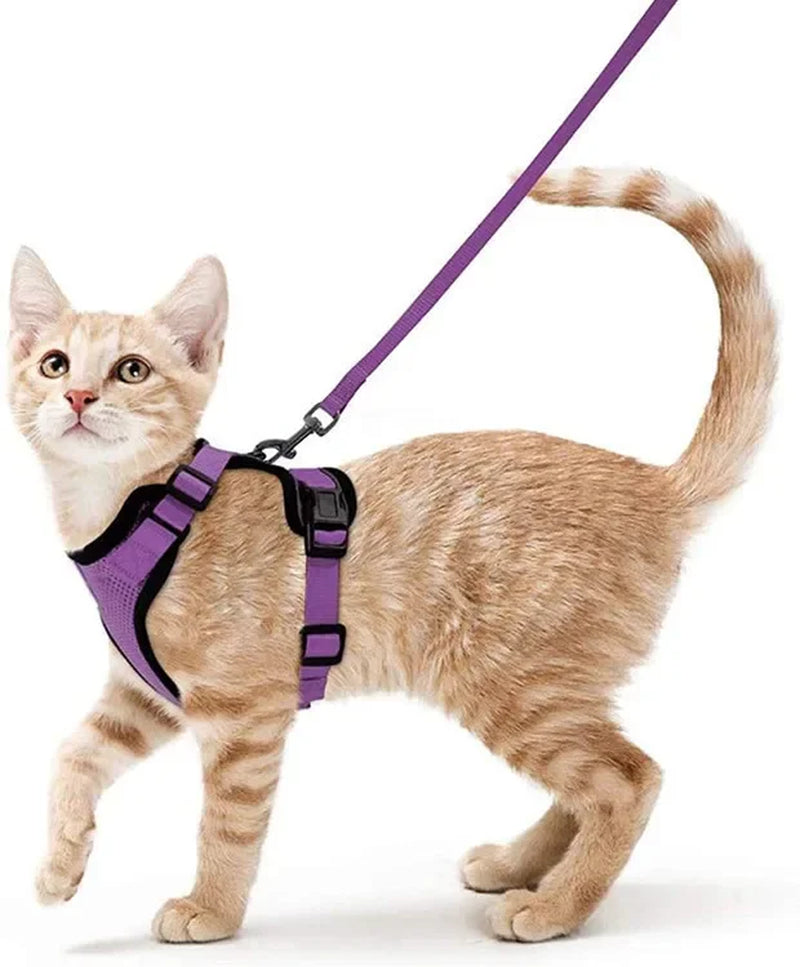 Cat Harness and Leash for Walking,Escape Proof Soft Adjustable Vest Harnesses for Cat,Breathable Reflective Strips Jacket