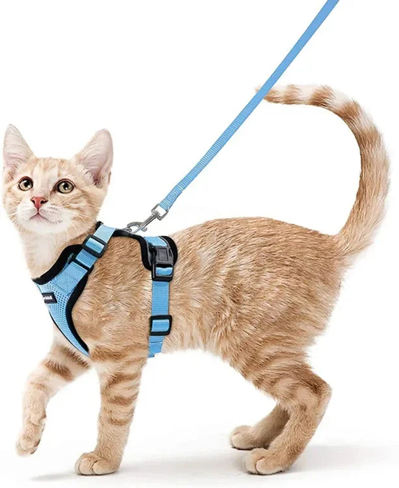 Cat Harness and Leash for Walking,Escape Proof Soft Adjustable Vest Harnesses for Cat,Breathable Reflective Strips Jacket